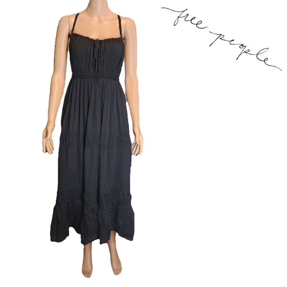 Free People Taking Sides Maxi Dress NWOT Black XS Missing Strap - Picture 1 of 10
